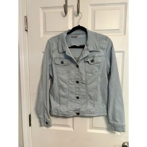Wrangler Authentics Women' Size Large Stretch Denim Jacket Light Blue